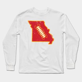 KC Missouri Retro Football - White Long Sleeve T-Shirt